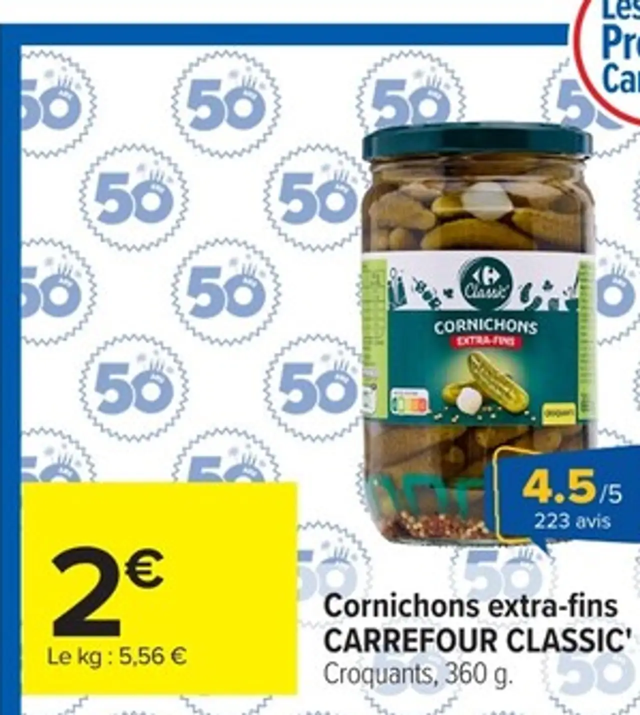 Cornichons extra-fins CARREFOUR CLASSIC'