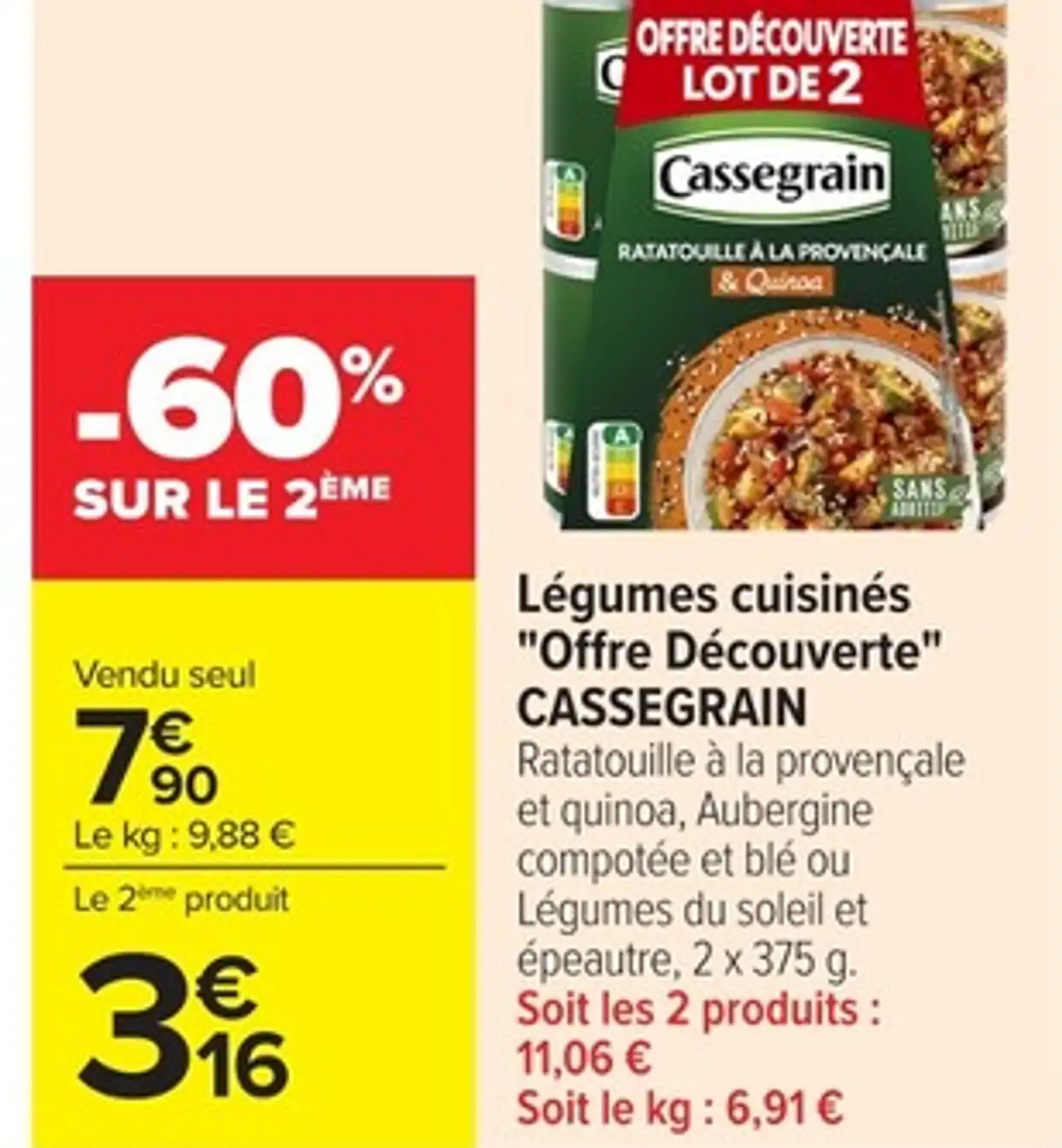 Légumes cuisinés "Offre Découverte" CASSEGRAIN