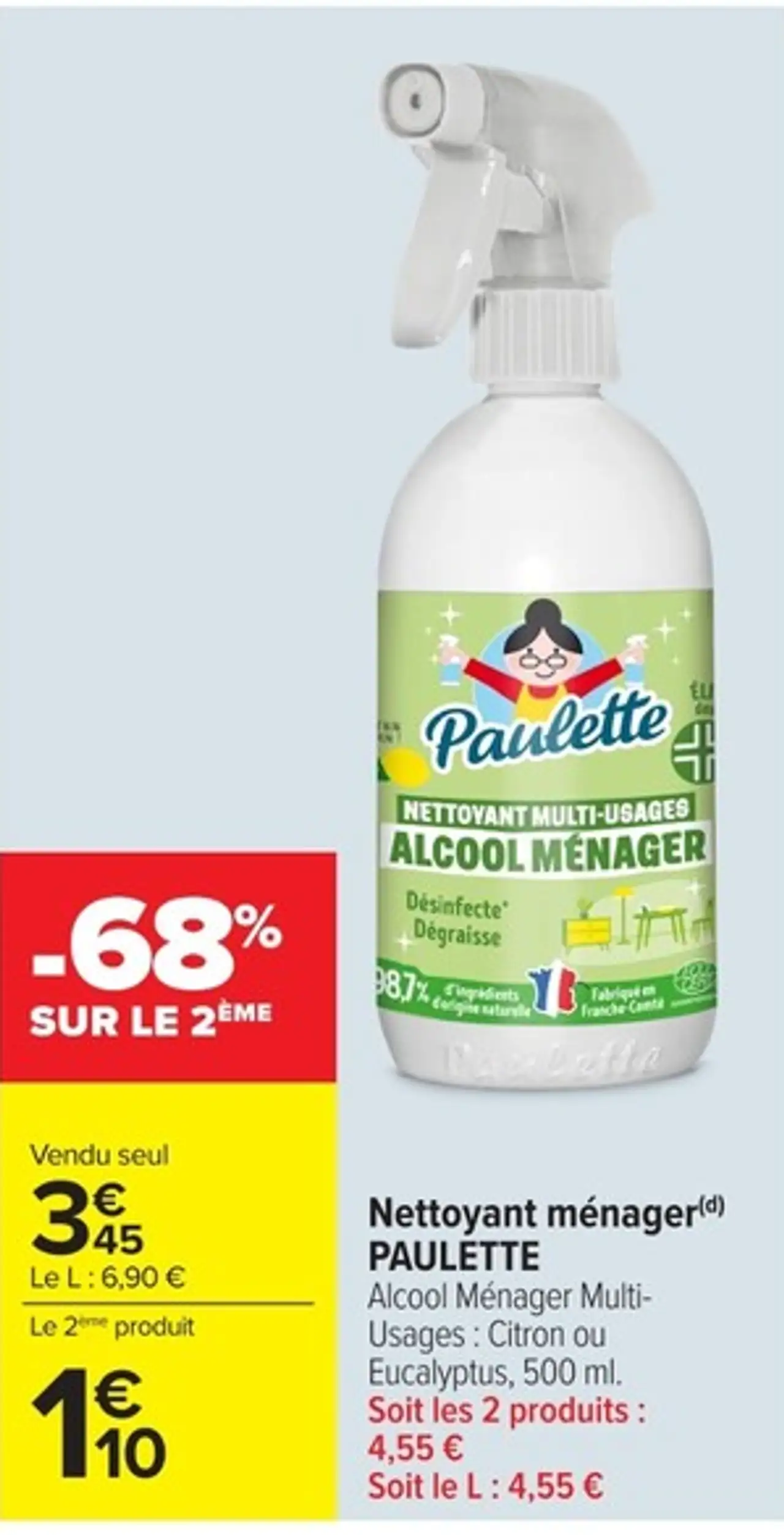 Paulette Nettoyant ménager Multi-Usages Alcool Ménager
