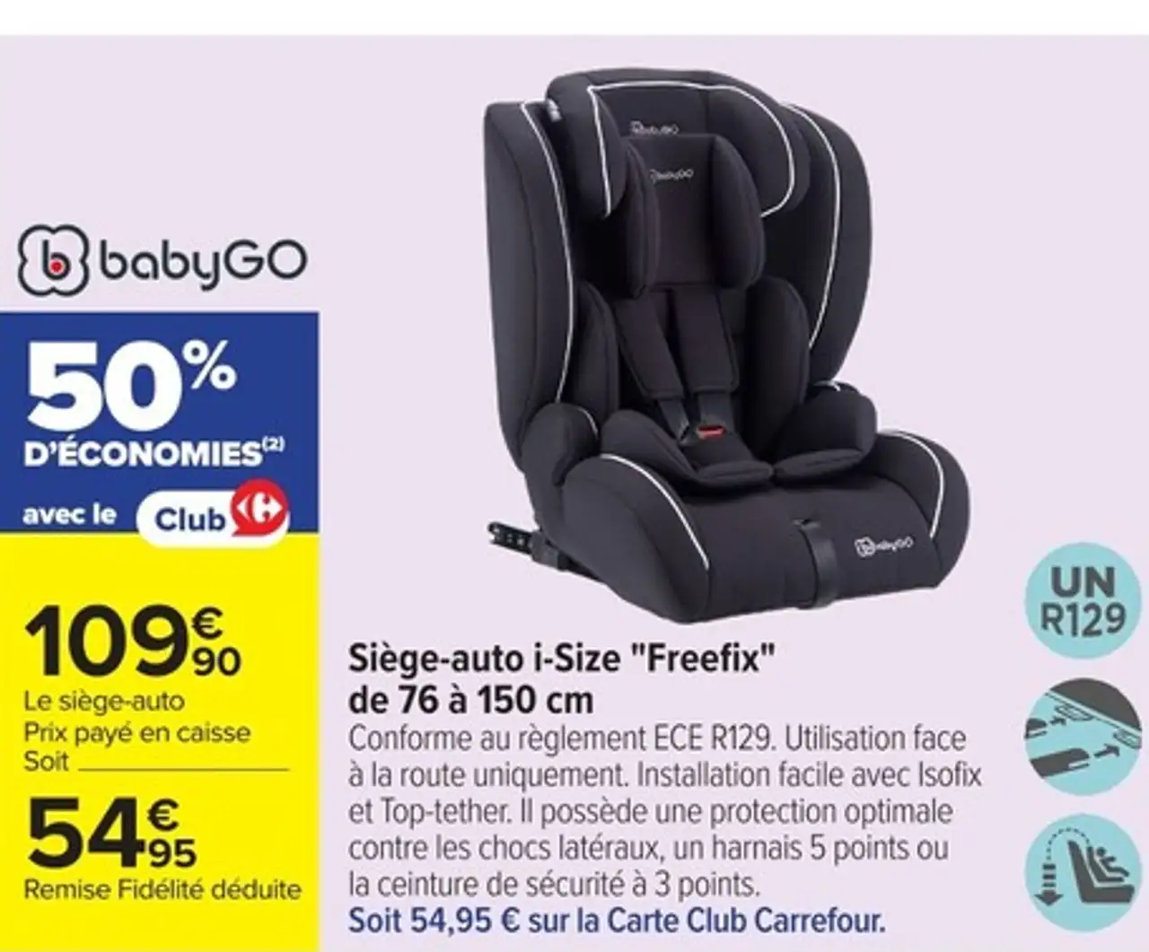 babyGO Siège-auto i-Size "Freefix" de 76 à 150 cm