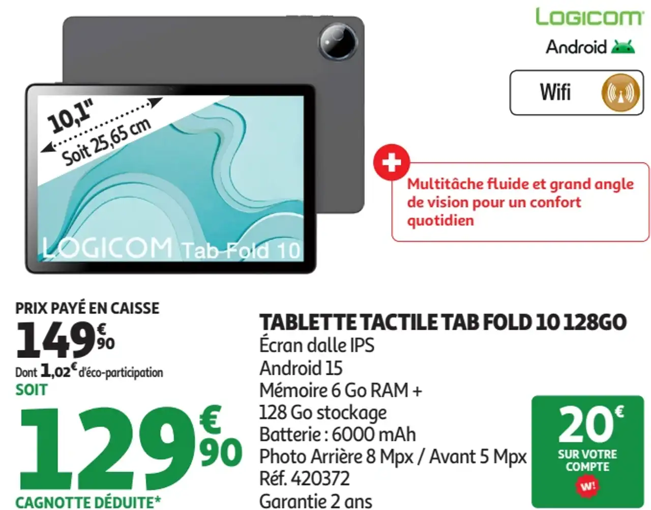 LOGICOM Tablette Tactile Tab Fold 10 128GO
