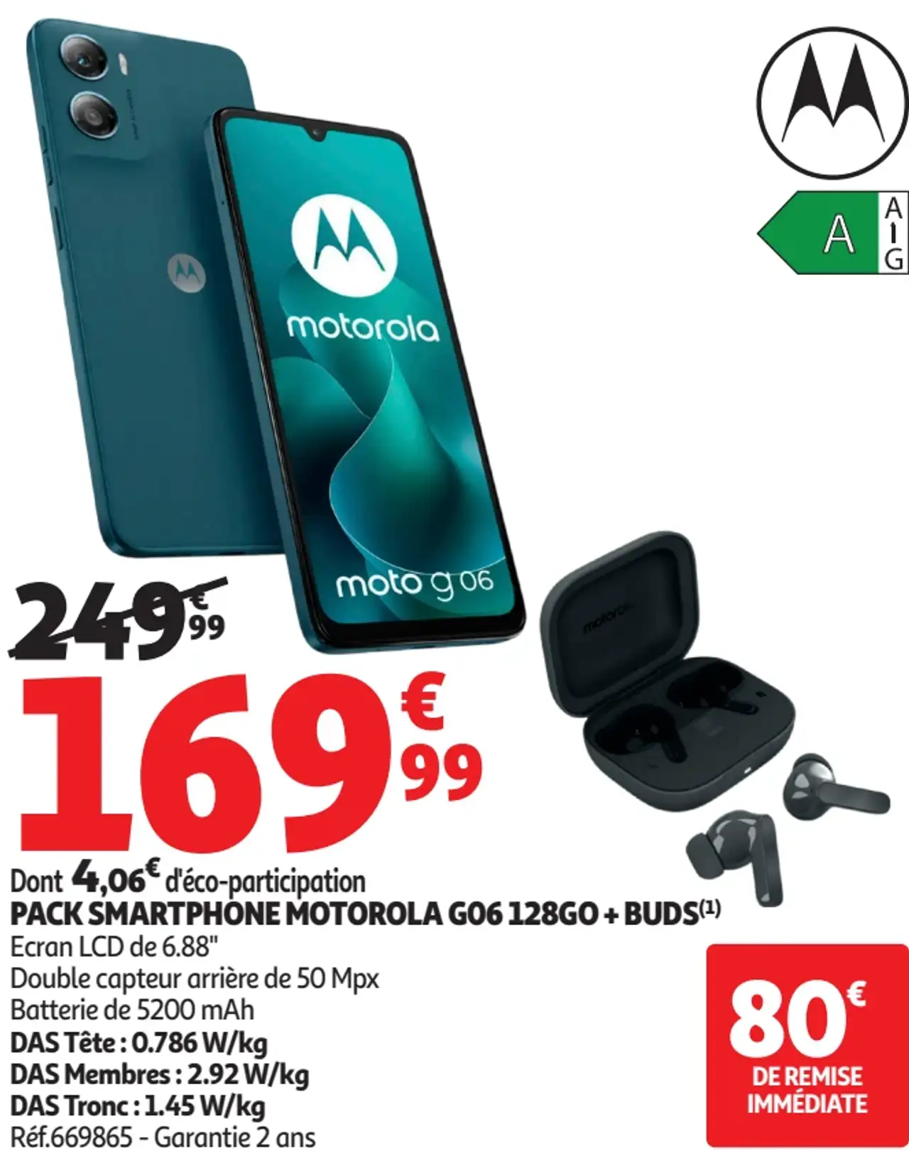 PACK SMARTPHONE MOTOROLA G06 128GO + BUDS