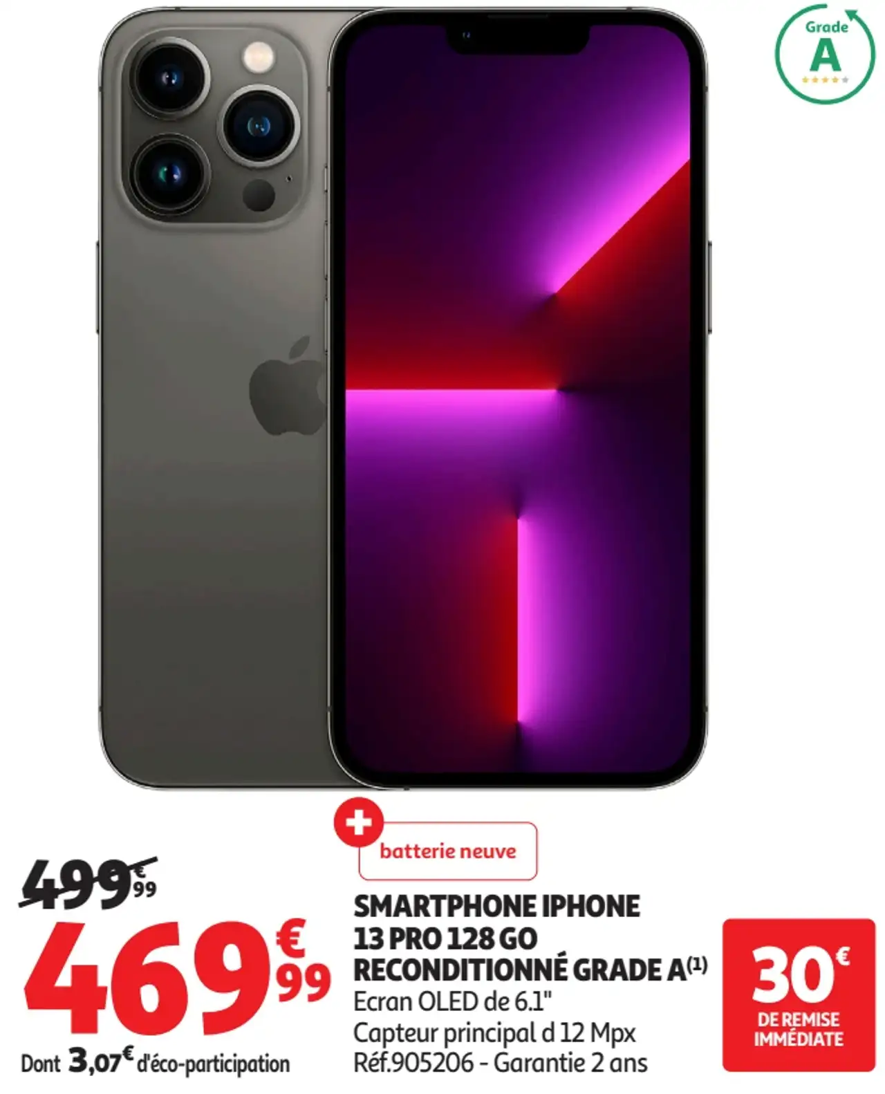 SMARTPHONE IPHONE 13 PRO 128 GO RECONDITIONNÉ GRADE A