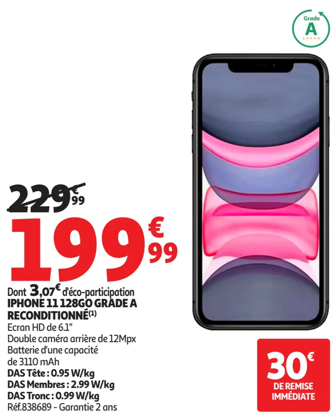 IPHONE 11 128GO GRADE A RECONDITIONNÉ