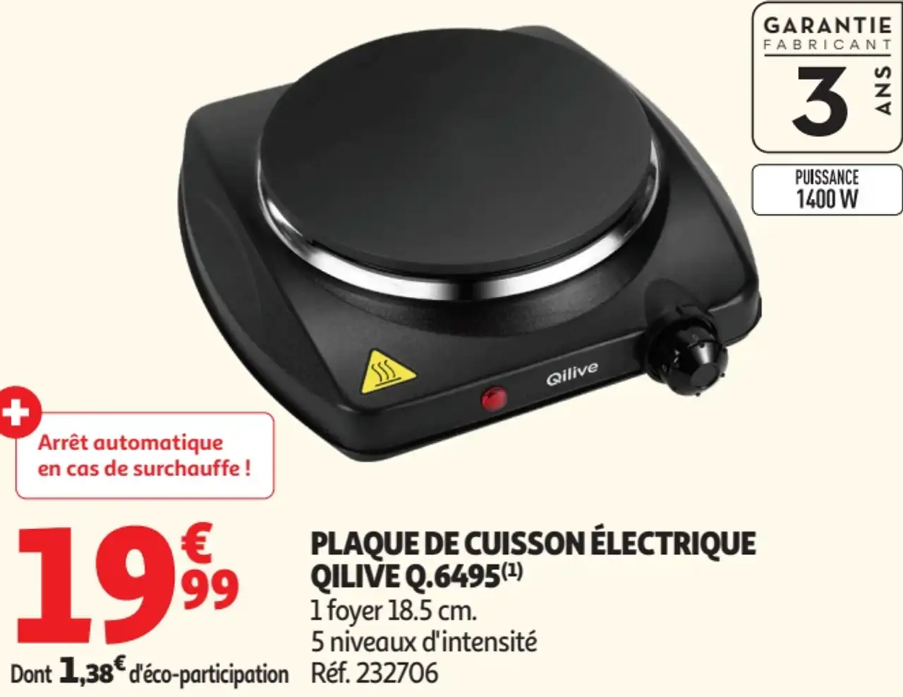 PLAQUE DE CUISSON ÉLECTRIQUE QILIVE Q.6495