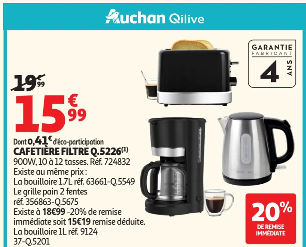 Cafetière filtre Q.5226 Auchan Qilive
