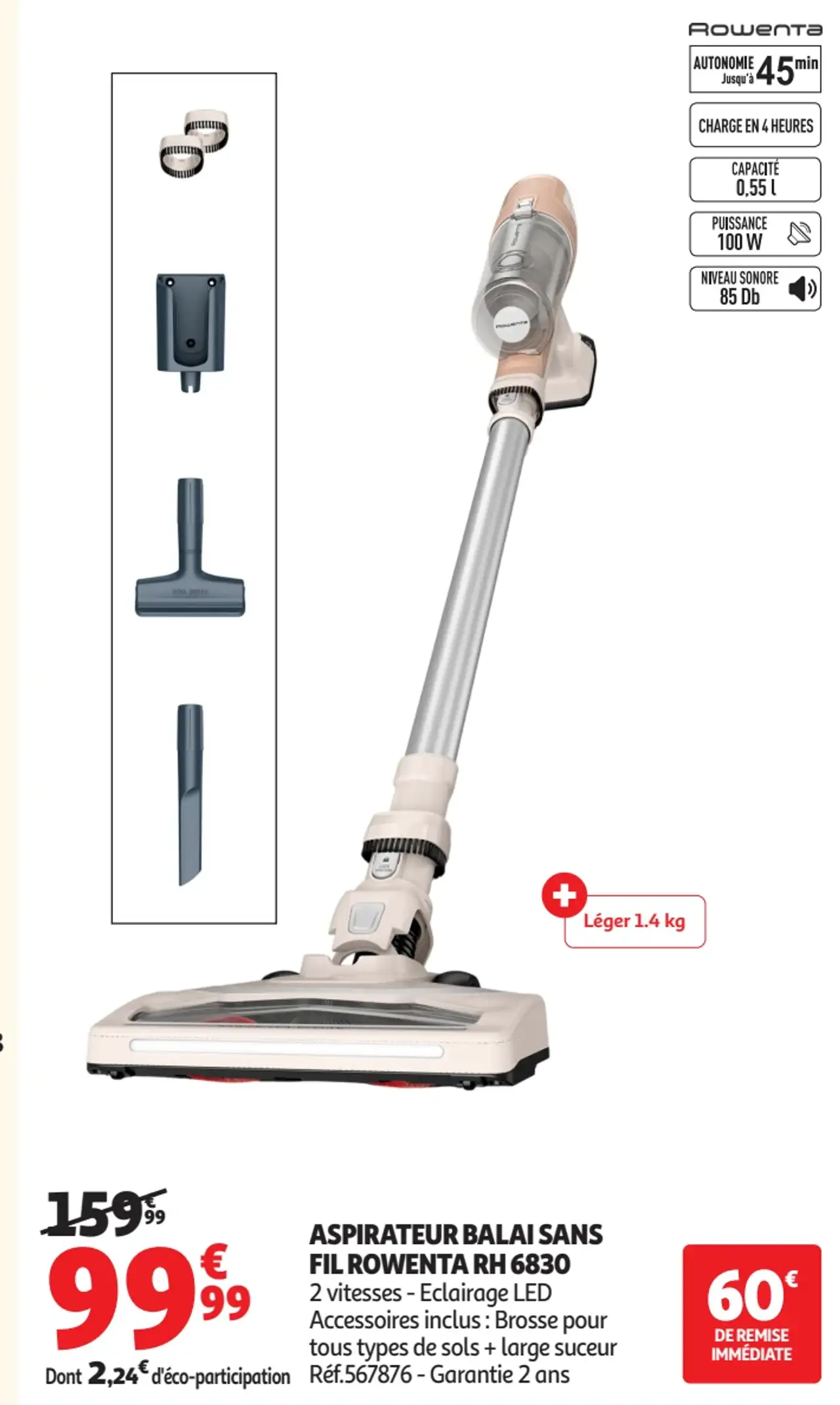 ASPIRATEUR BALAI SANS FIL ROWENTA RH 6830