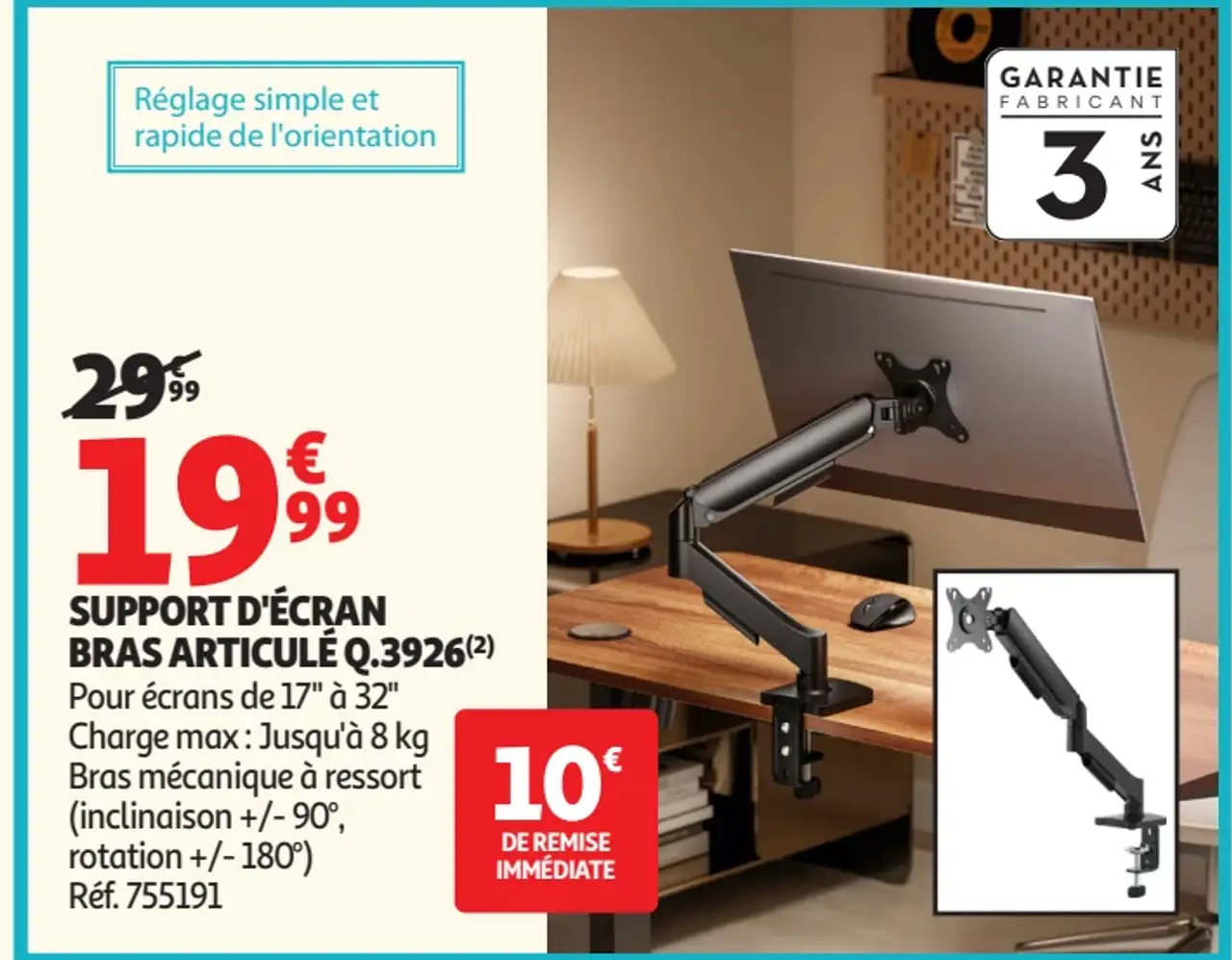 SUPPORT D'ÉCRAN BRAS ARTICULÉ Q.3926