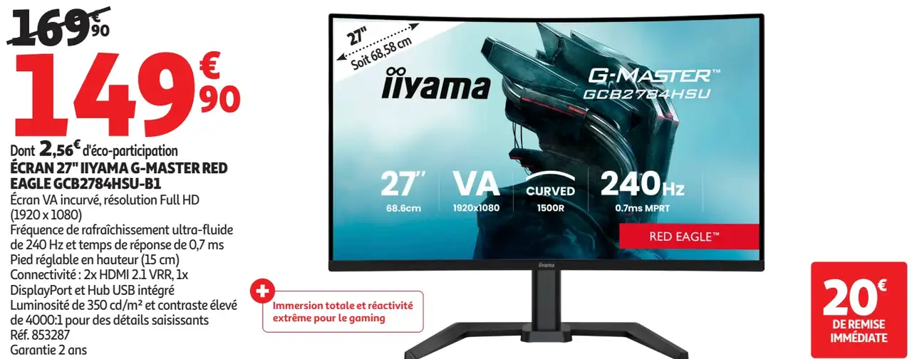 ÉCRAN 27" IIYAMA G-MASTER RED EAGLE GCB2784HSU-B1