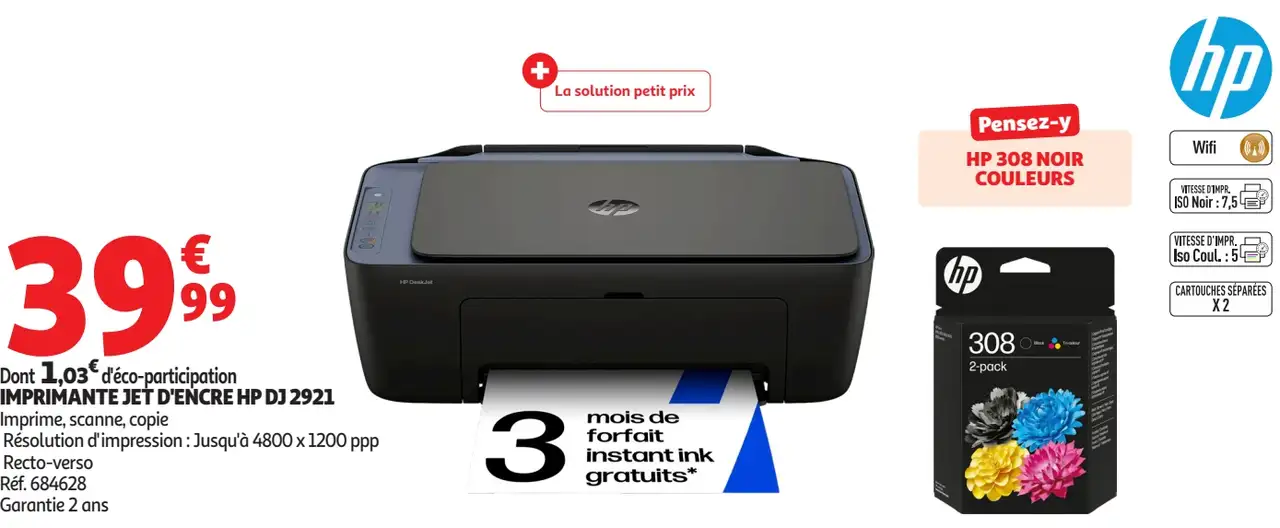 IMPRIMANTE JET D'ENCRE HP DJ 2921