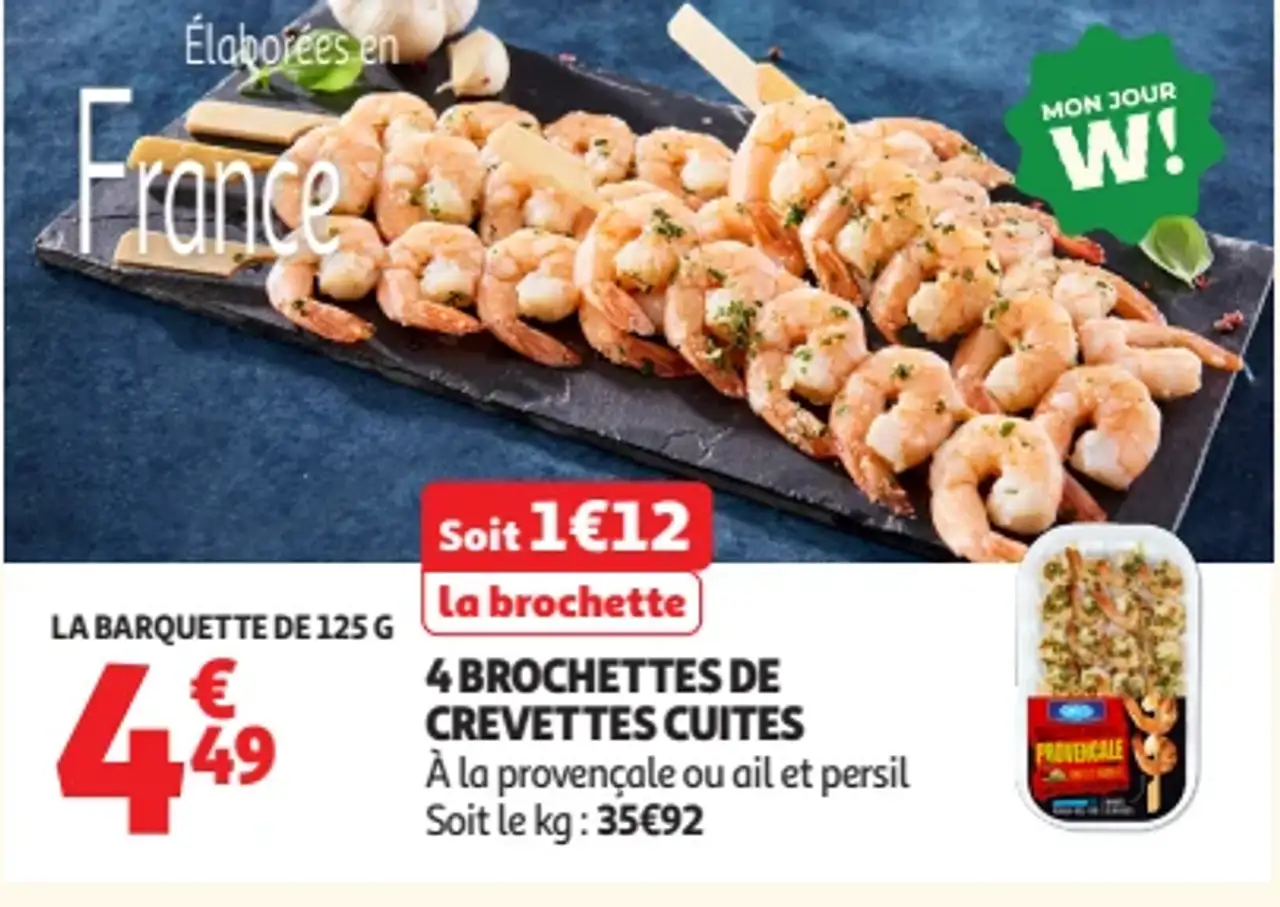 4 Brochettes de crevettes cuites