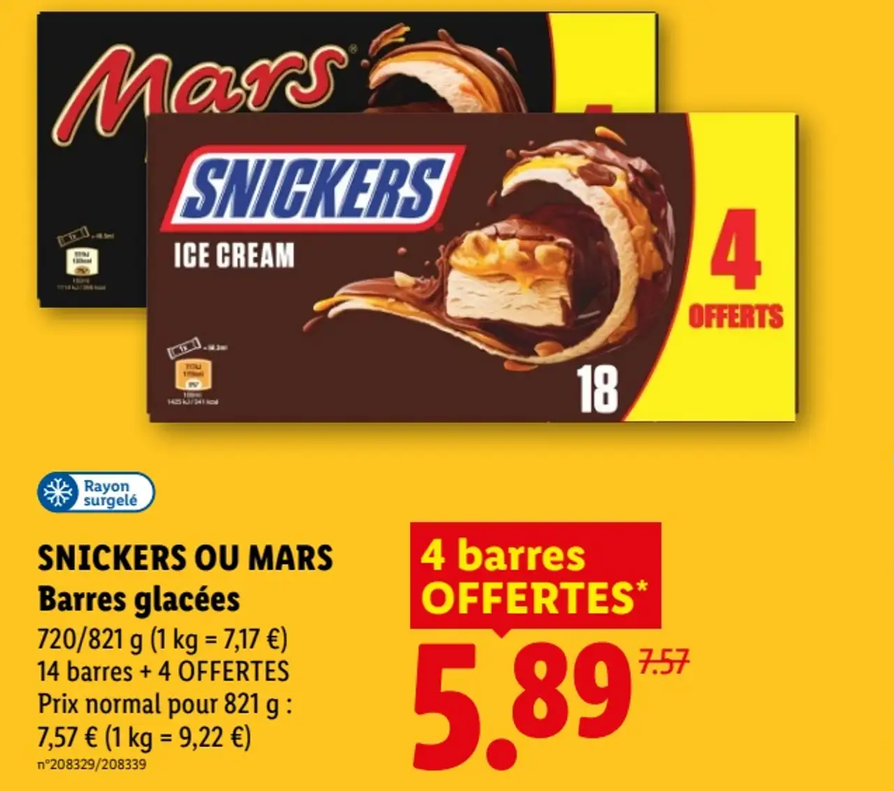 SNICKERS OU MARS Barres glacées