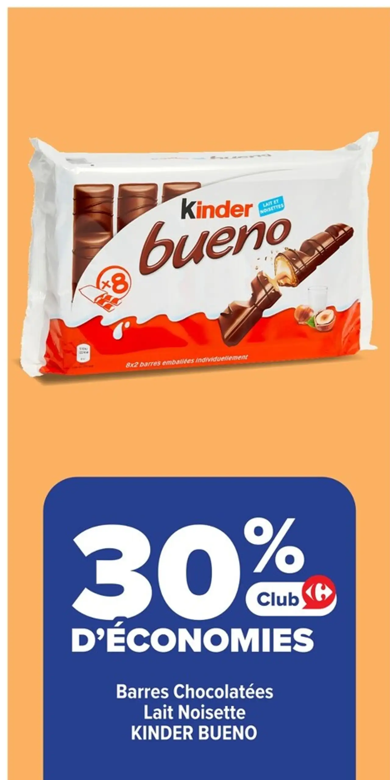 Barres Chocolatées Lait Noisette KINDER BUENO