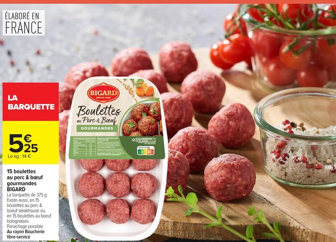 15 boulettes au porc & bœuf gourmandes BIGARD