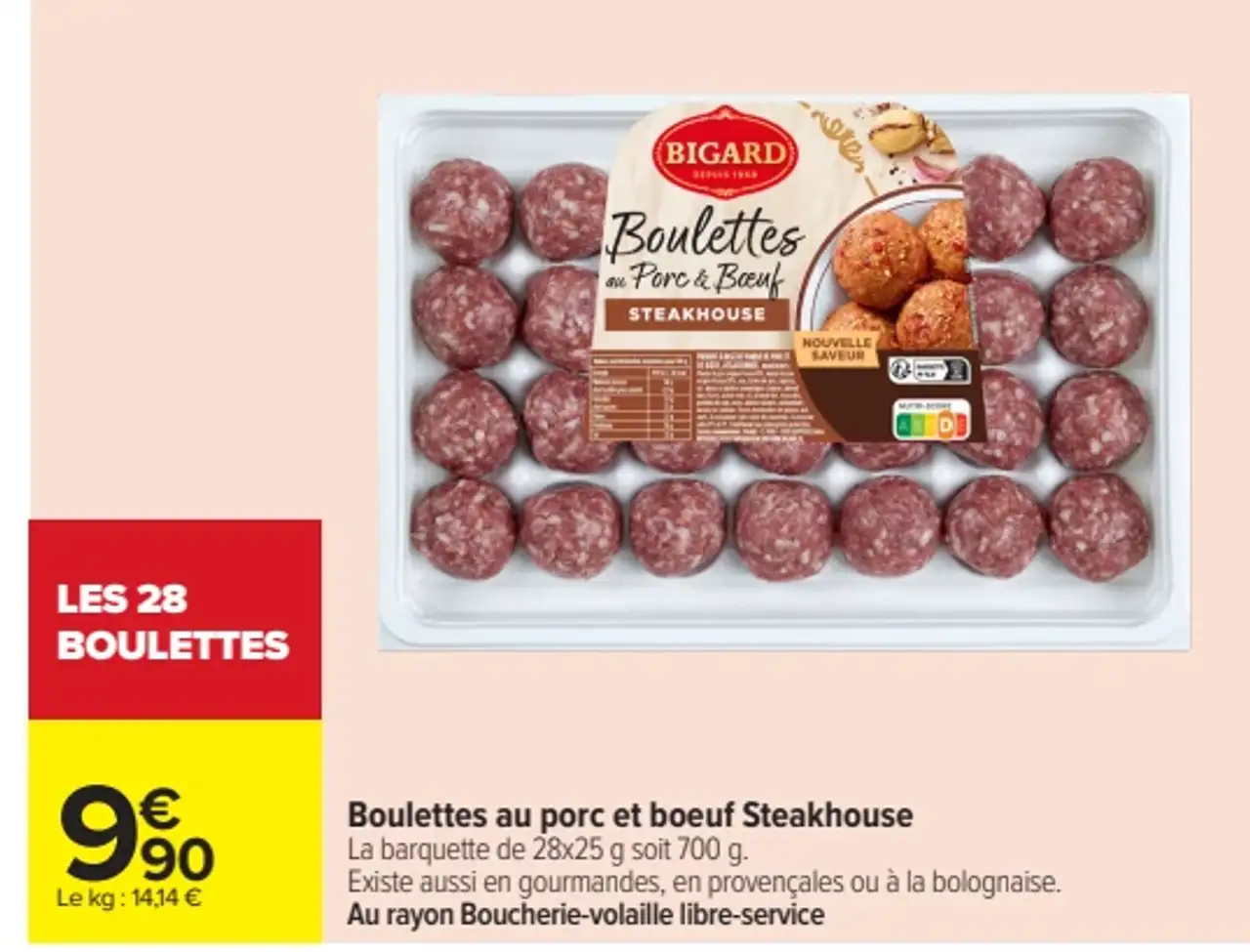 Boulettes au porc et boeuf Steakhouse BIGARD