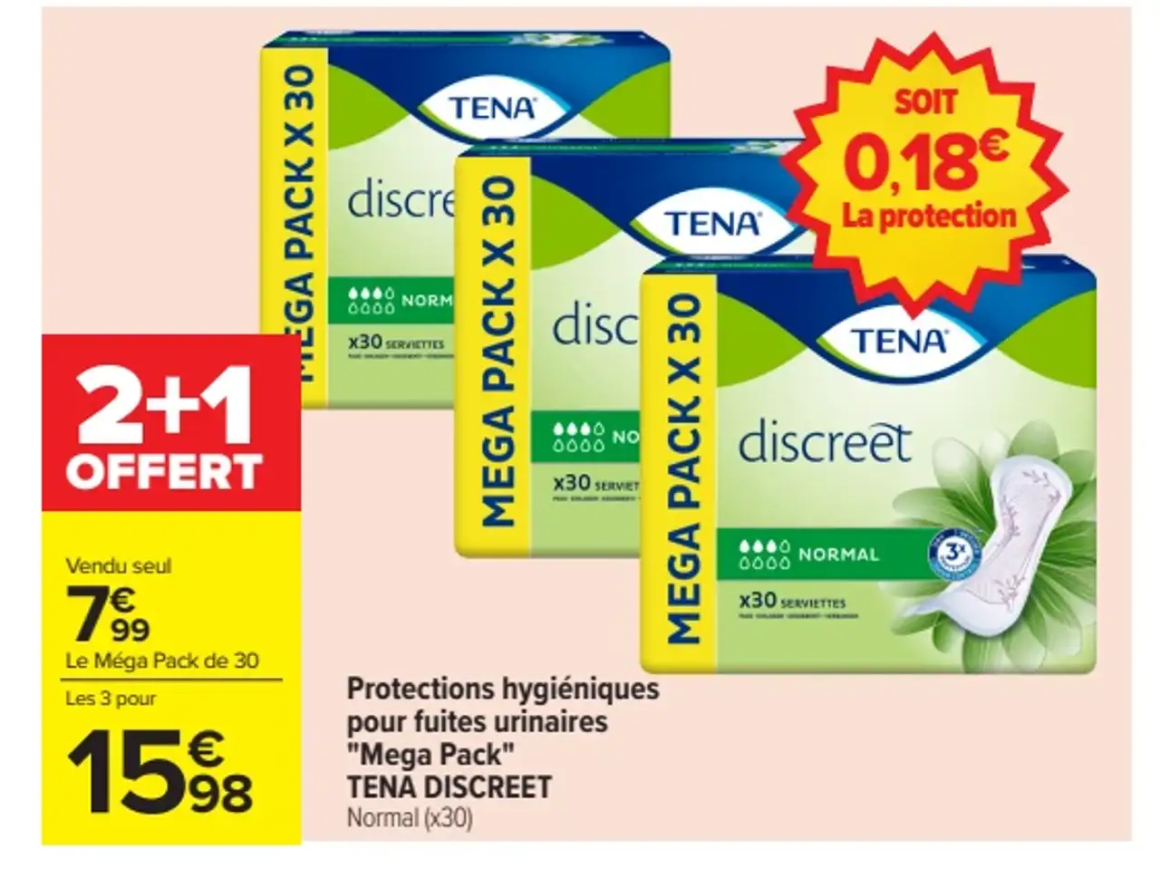 Protections hygiéniques pour fuites urinaires "Mega Pack" TENA DISCREET