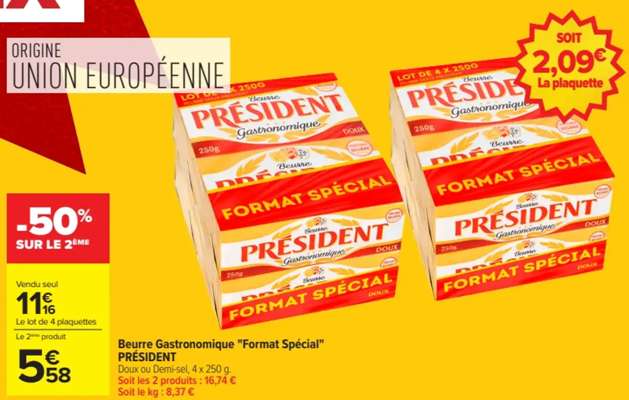 Beurre Gastronomique "Format Spécial" PRÉSIDENT
