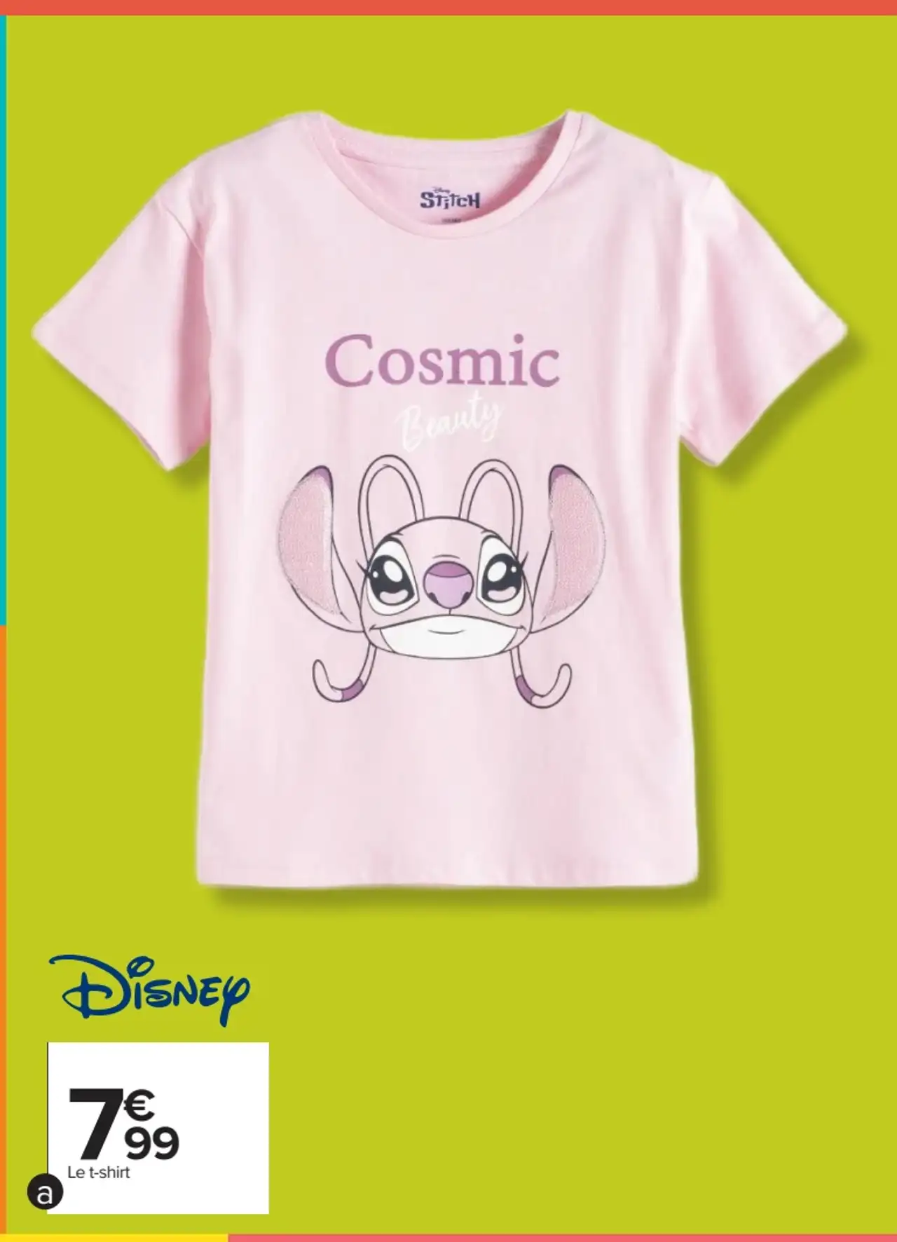 T-shirt rose foncé fille Disney