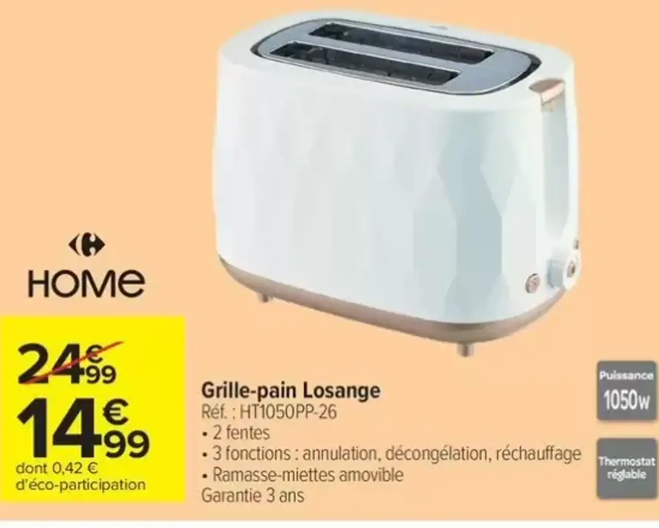 Grille-pain Losange Home HT1050PP-26