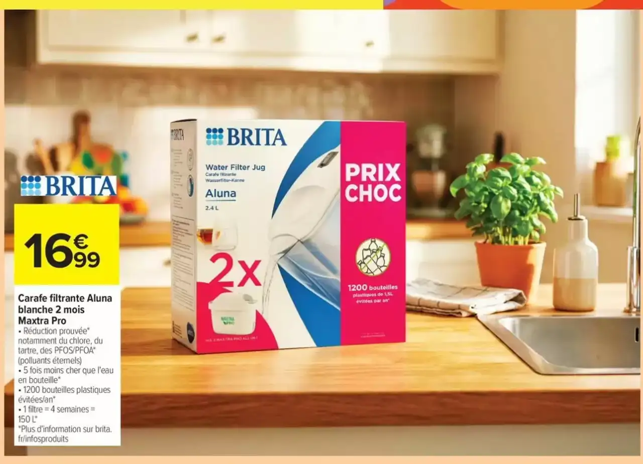 Carafe filtrante Aluna blanche 2 mois Maxtra Pro BRITA