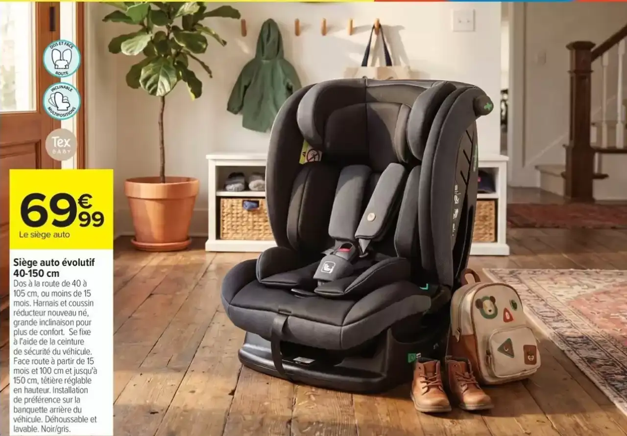 Siège auto évolutif 40-150 cm Tex Baby
