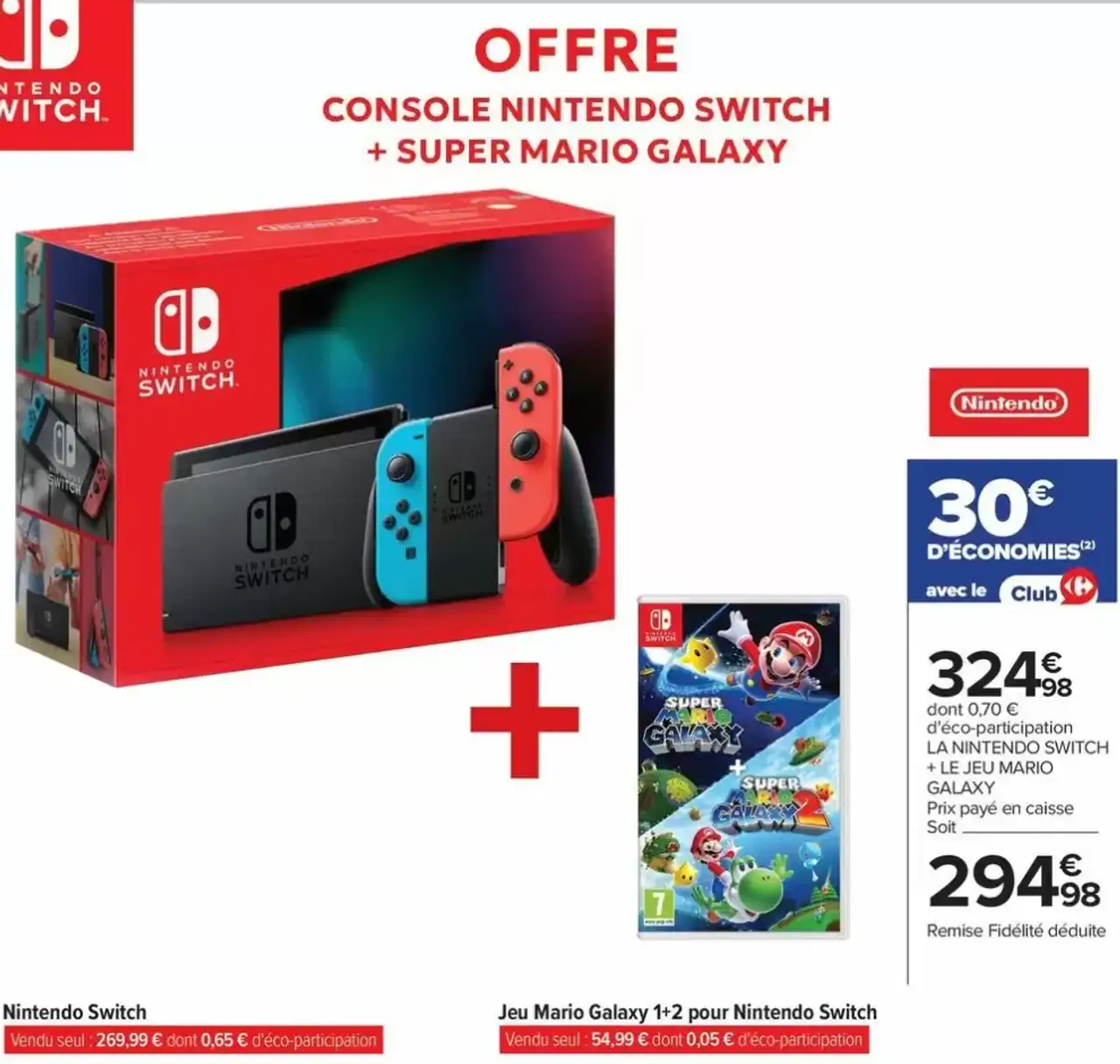 Console Nintendo Switch + Jeu Mario Galaxy 1+2