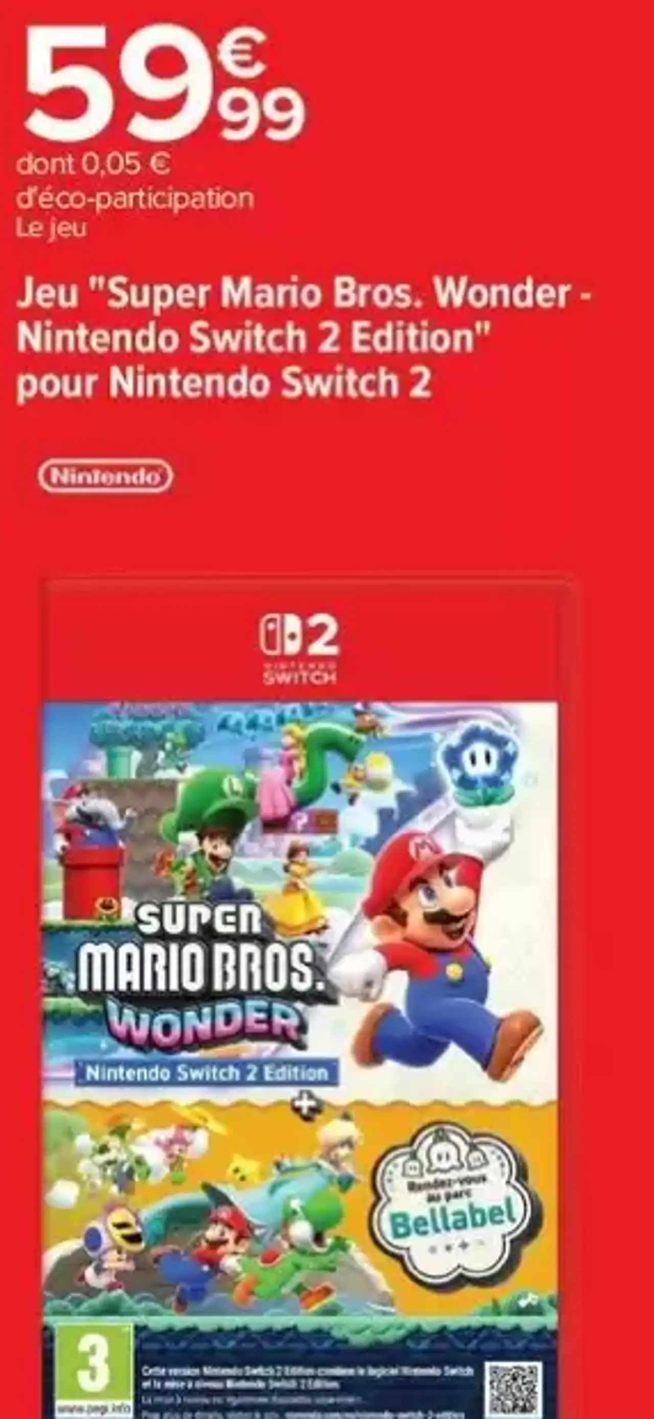 Jeu "Super Mario Bros. Wonder - Nintendo Switch 2 Edition" pour Nintendo Switch 2