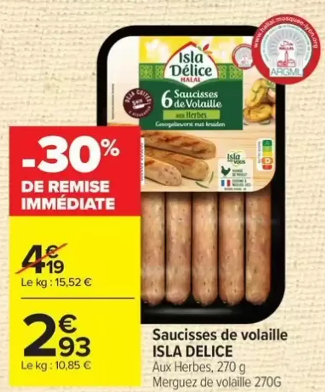Saucisses de volaille ISLA DELICE