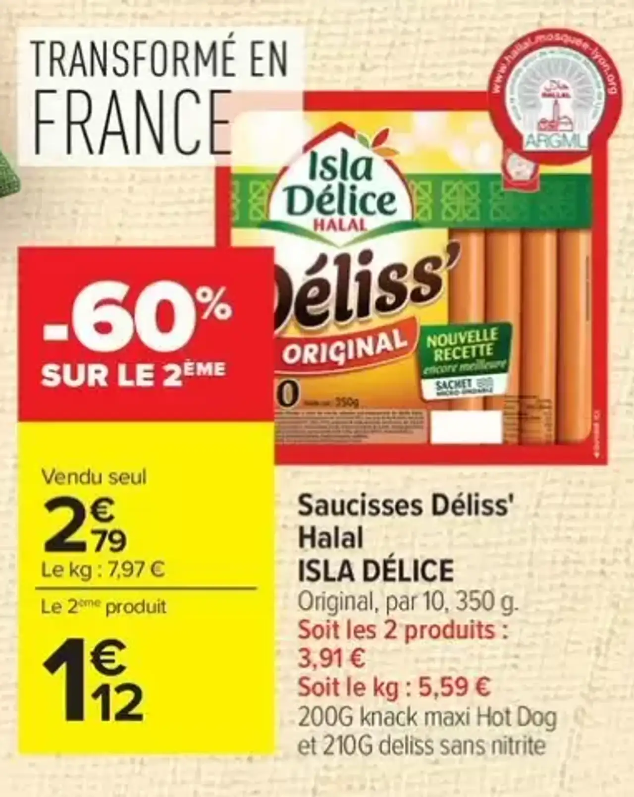 Saucisses Déliss' Halal ISLA DELICE