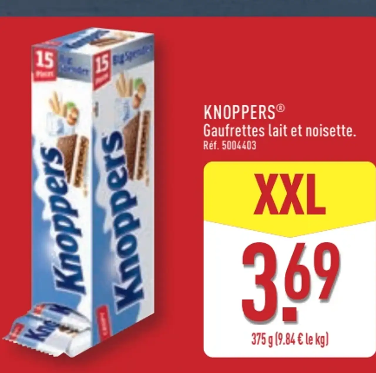 Knoppers Gaufrettes lait et noisette XXL