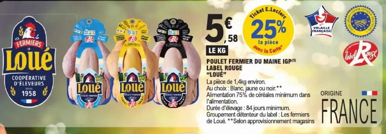 POULET FERMIER DU MAINE IGP LABEL ROUGE "LOUÉ"