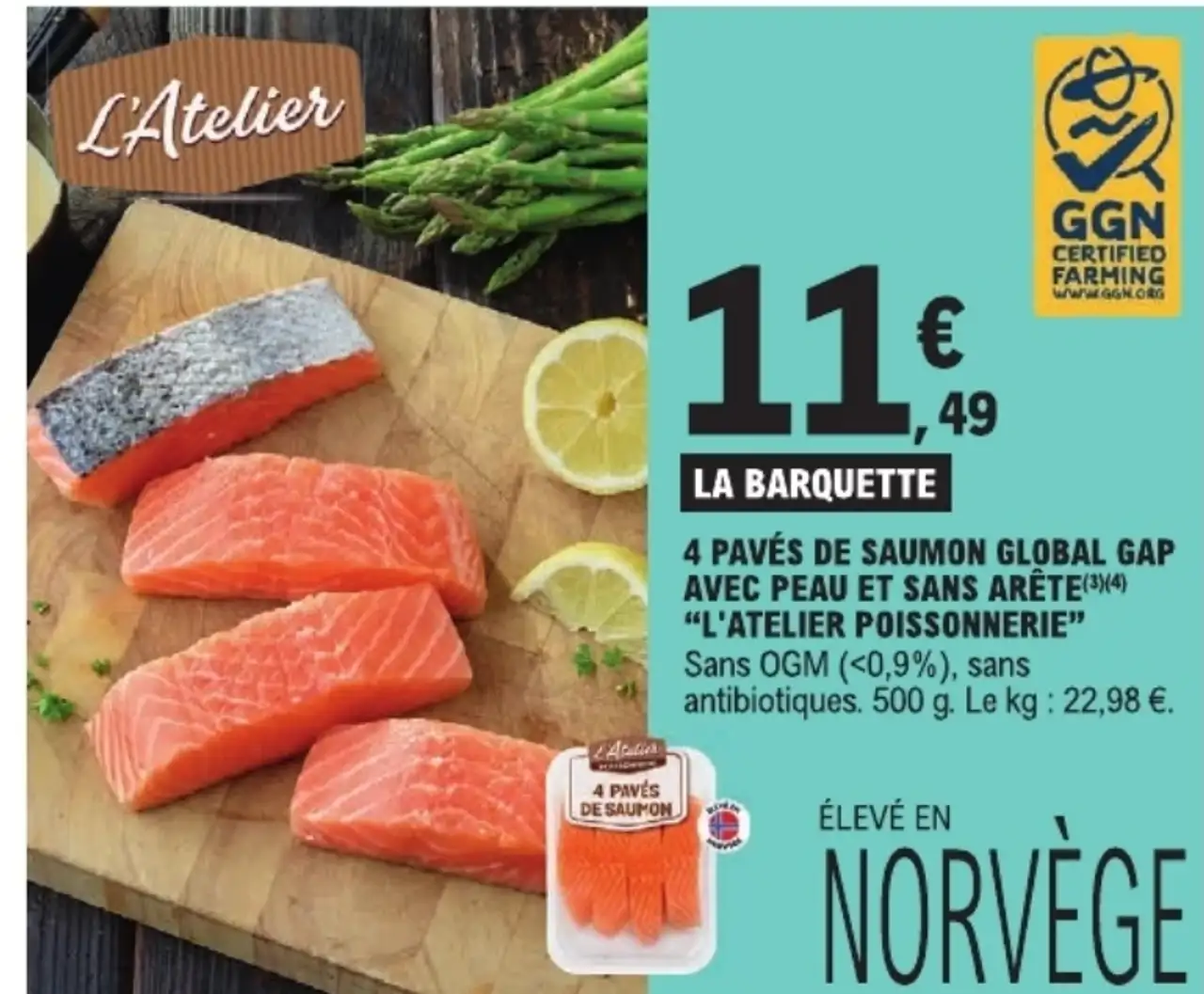 4 PAVÉS DE SAUMON GLOBAL GAP AVEC PEAU ET SANS ARÊTE "L'ATELIER POISSONNERIE"