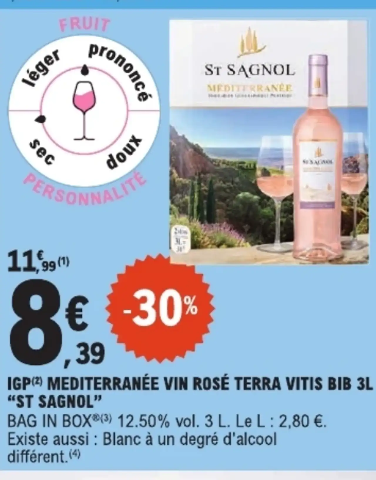 IGP MÉDITERRANÉE VIN ROSÉ TERRA VITIS BIB "ST SAGNOL"