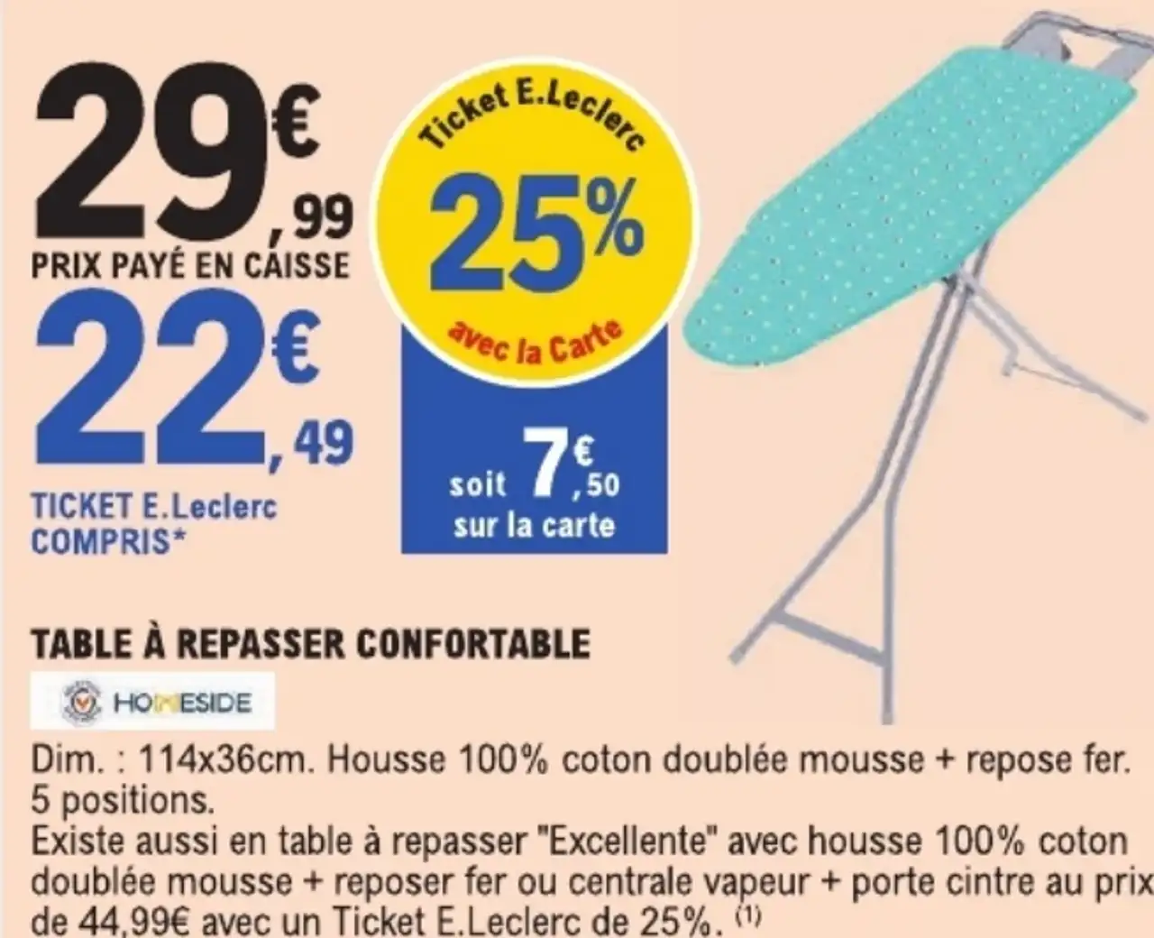 Table à repasser confortable Homeside