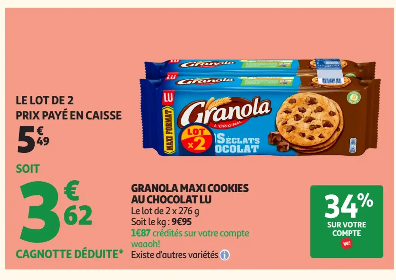 Granola Maxi Cookies au Chocolat LU