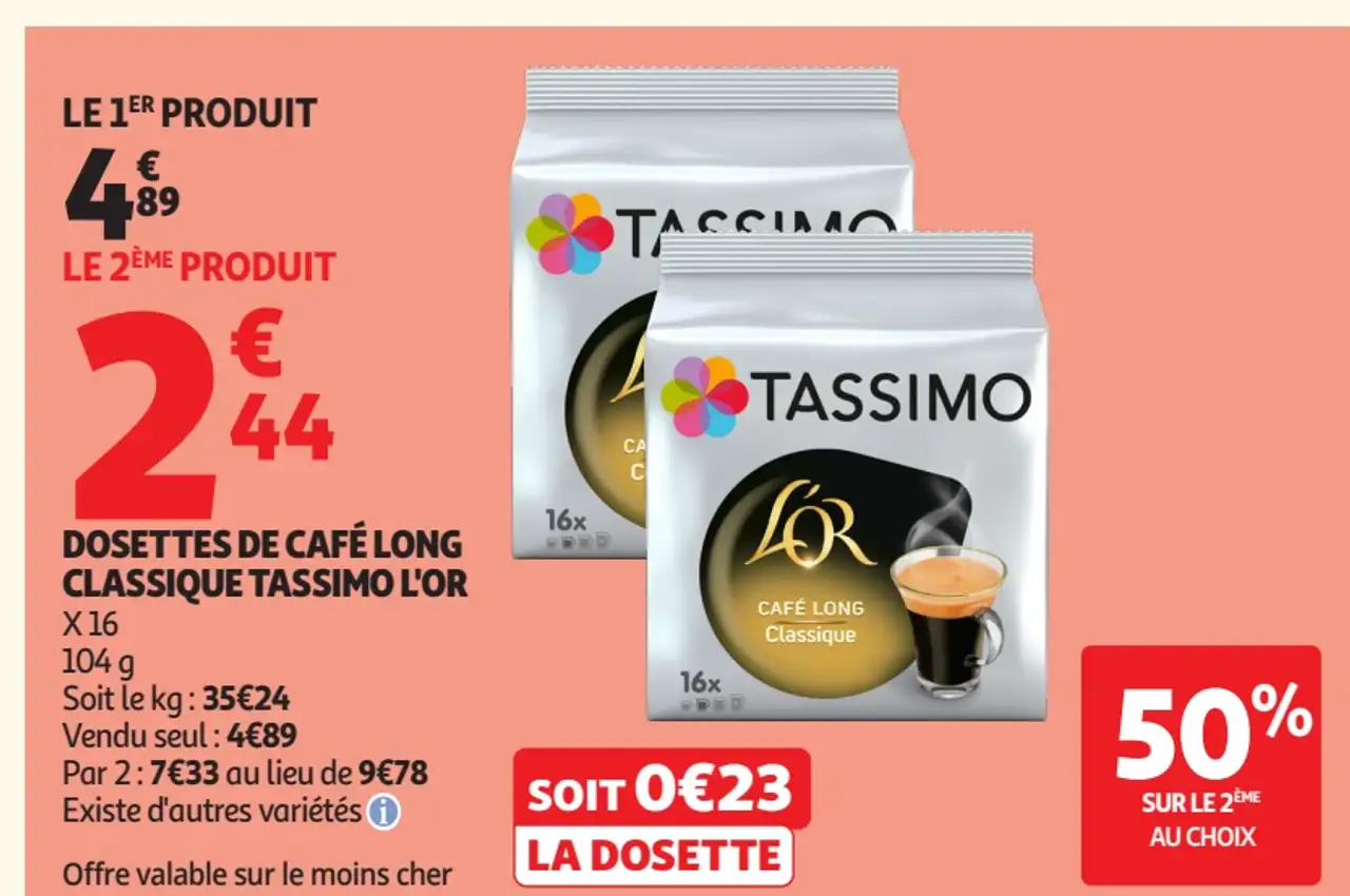 Dosettes de café long classique Tassimo L'Or