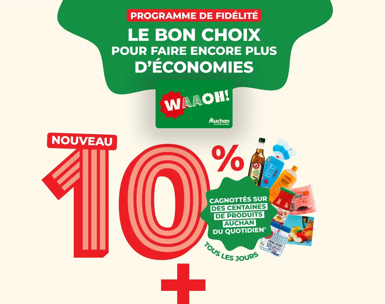 10% cagnottés sur des centaines de produits Auchan du quotidien