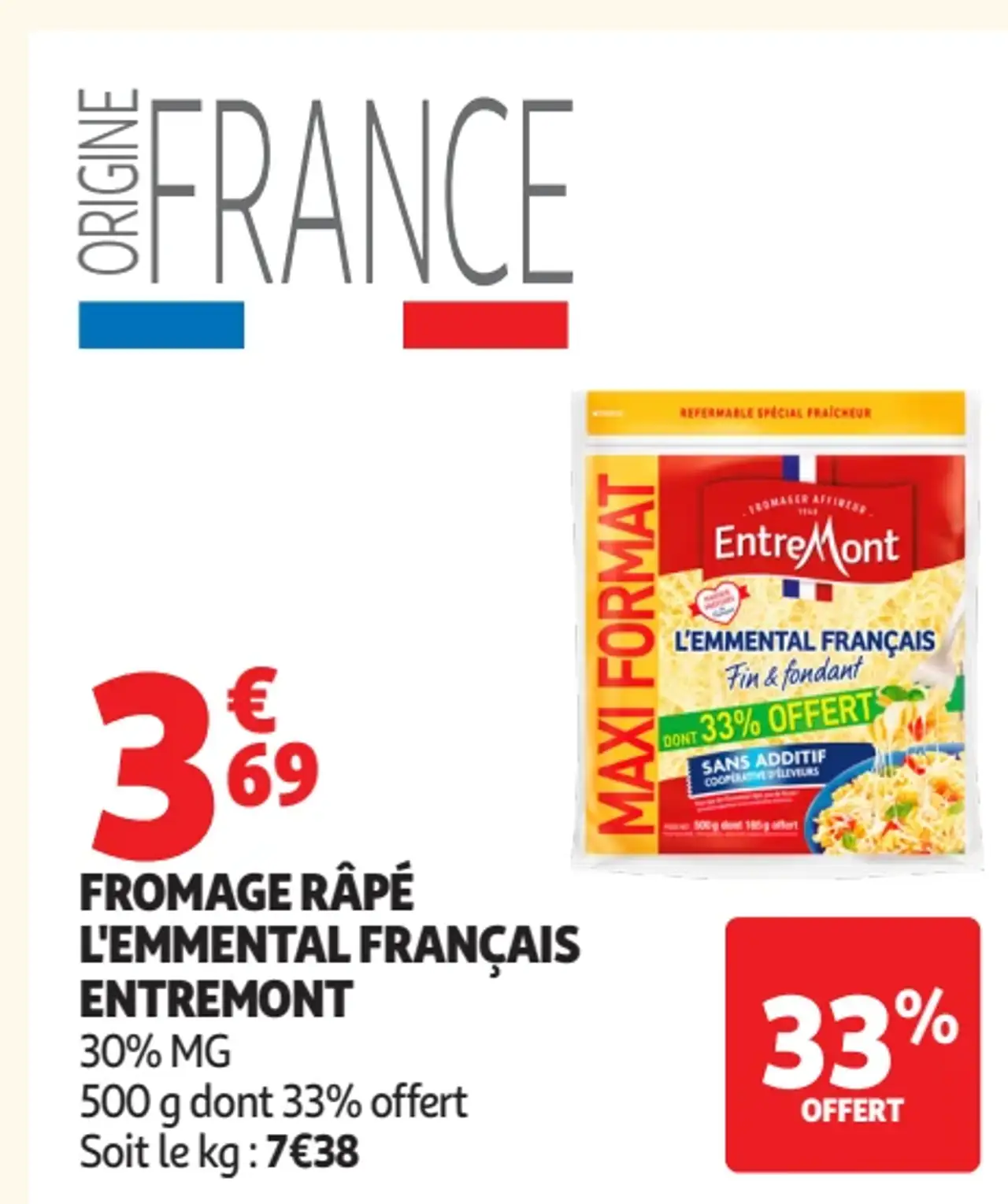 Fromage râpé L'Emmental Français Entremont