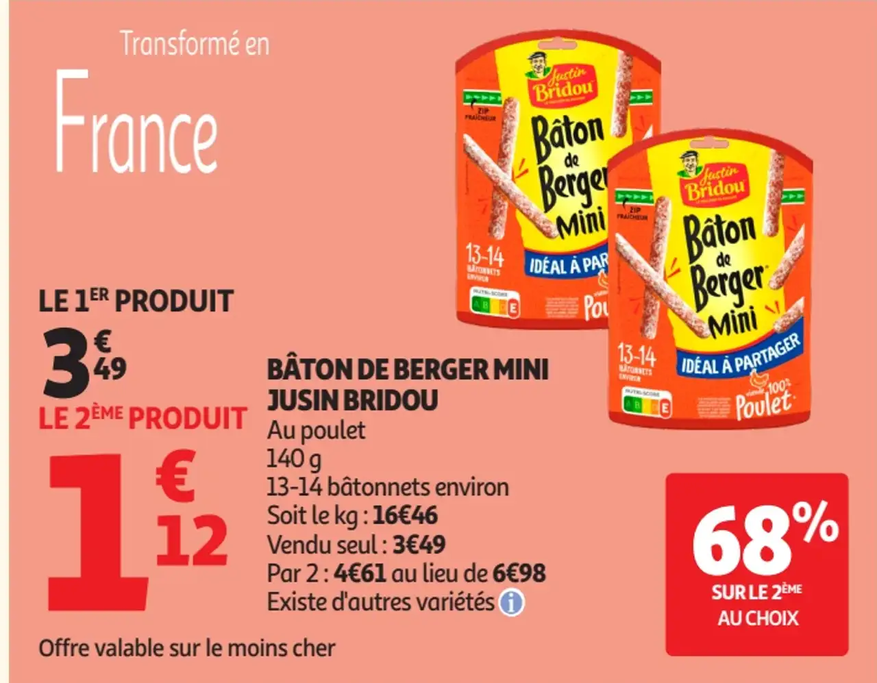 Bâton de Berger Mini Justin Bridou Au Poulet
