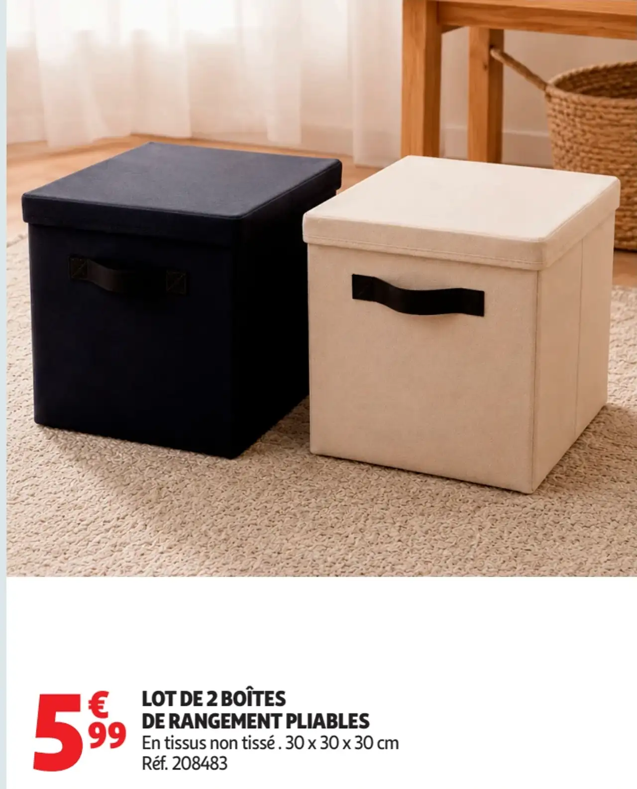 Lot de 2 boîtes de rangement pliables
