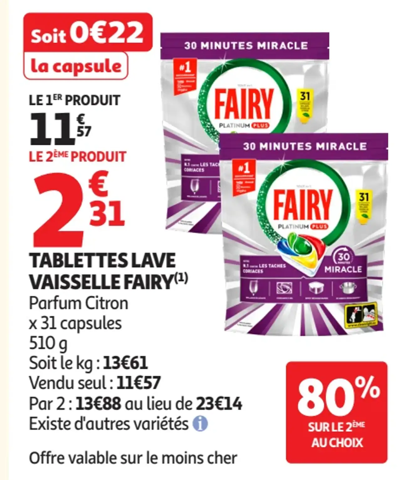Tablettes lave vaisselle Fairy Platinum Plus