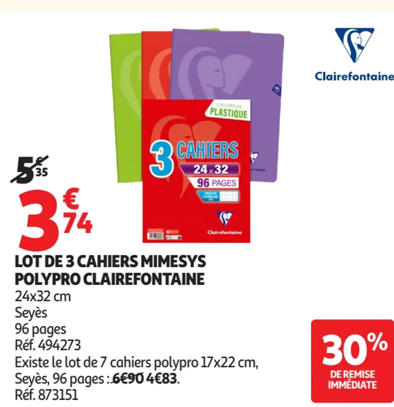 Lot de 3 cahiers Mimesys Polypro Clairefontaine