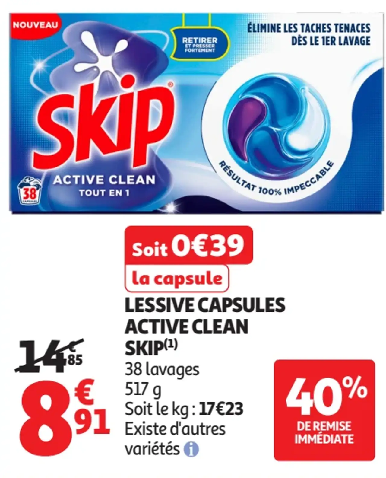 Lessive capsules Active Clean Skip