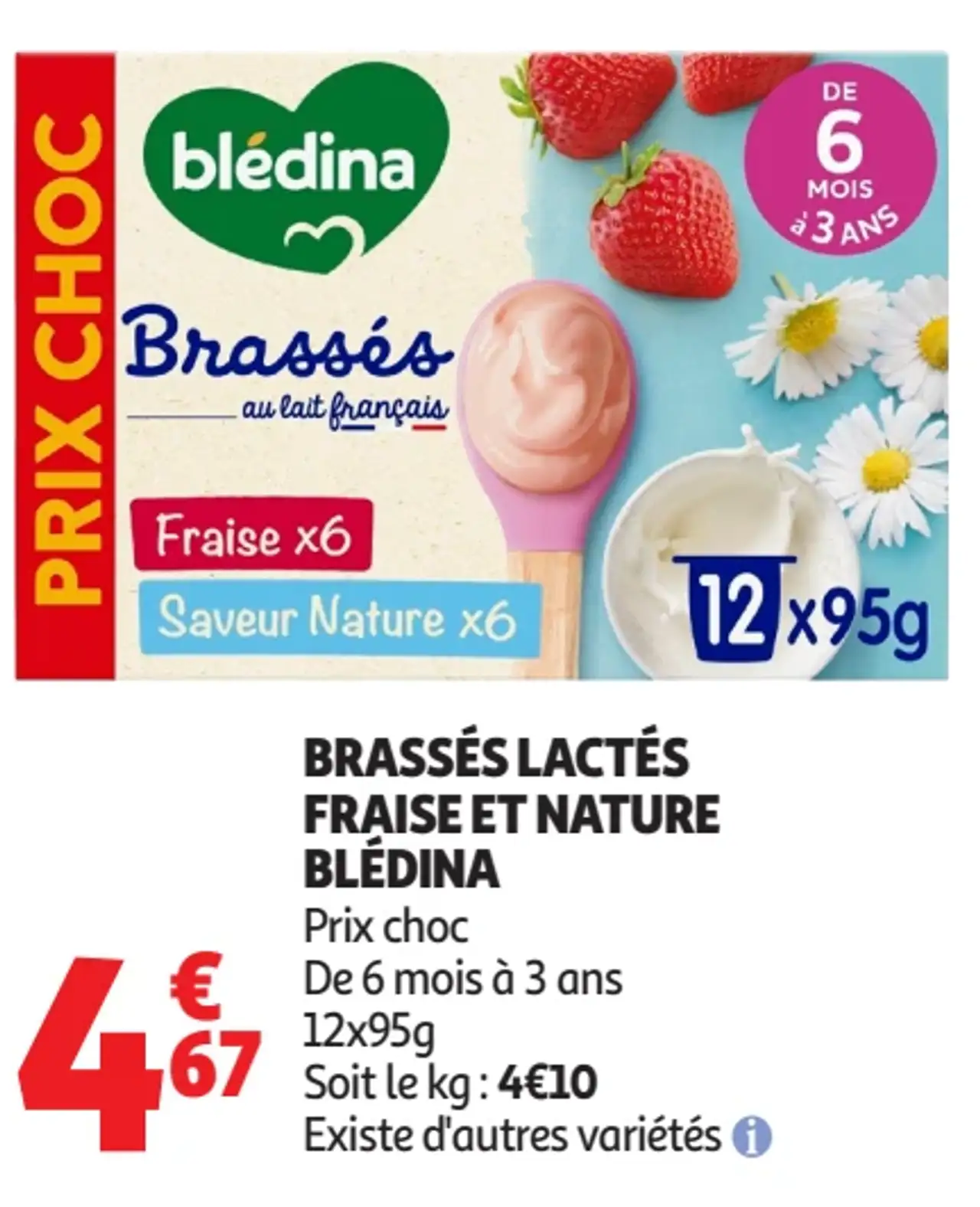Brassés Lactés Fraise et Nature Blédina