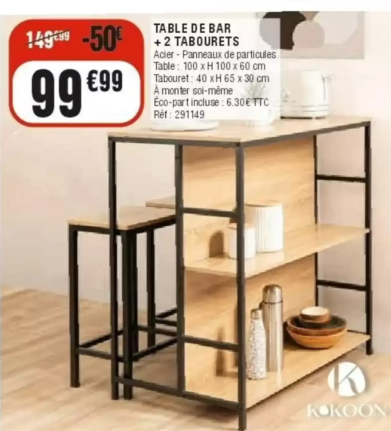 TABLE DE BAR + 2 TABOURETS