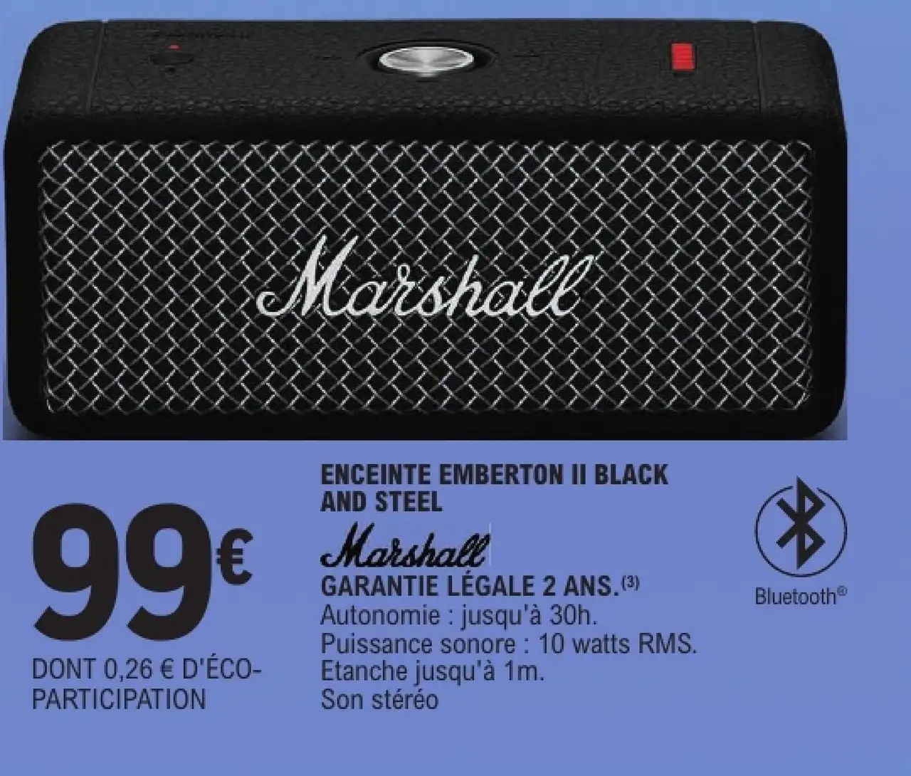 Enceinte Emberton II Black and Steel Marshall