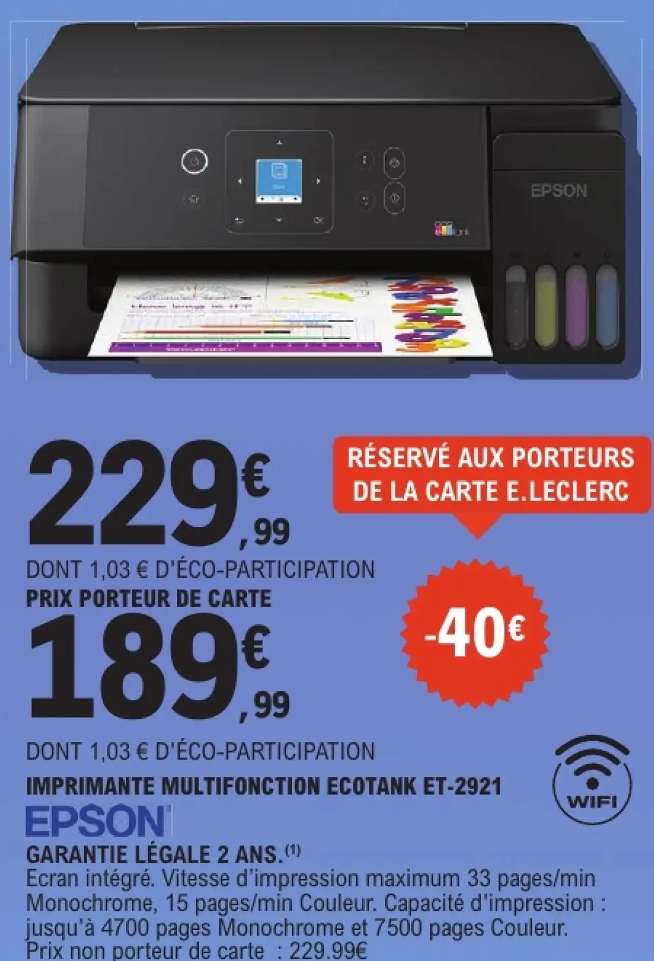 Imprimante multifonction EcoTank ET-2921 Epson