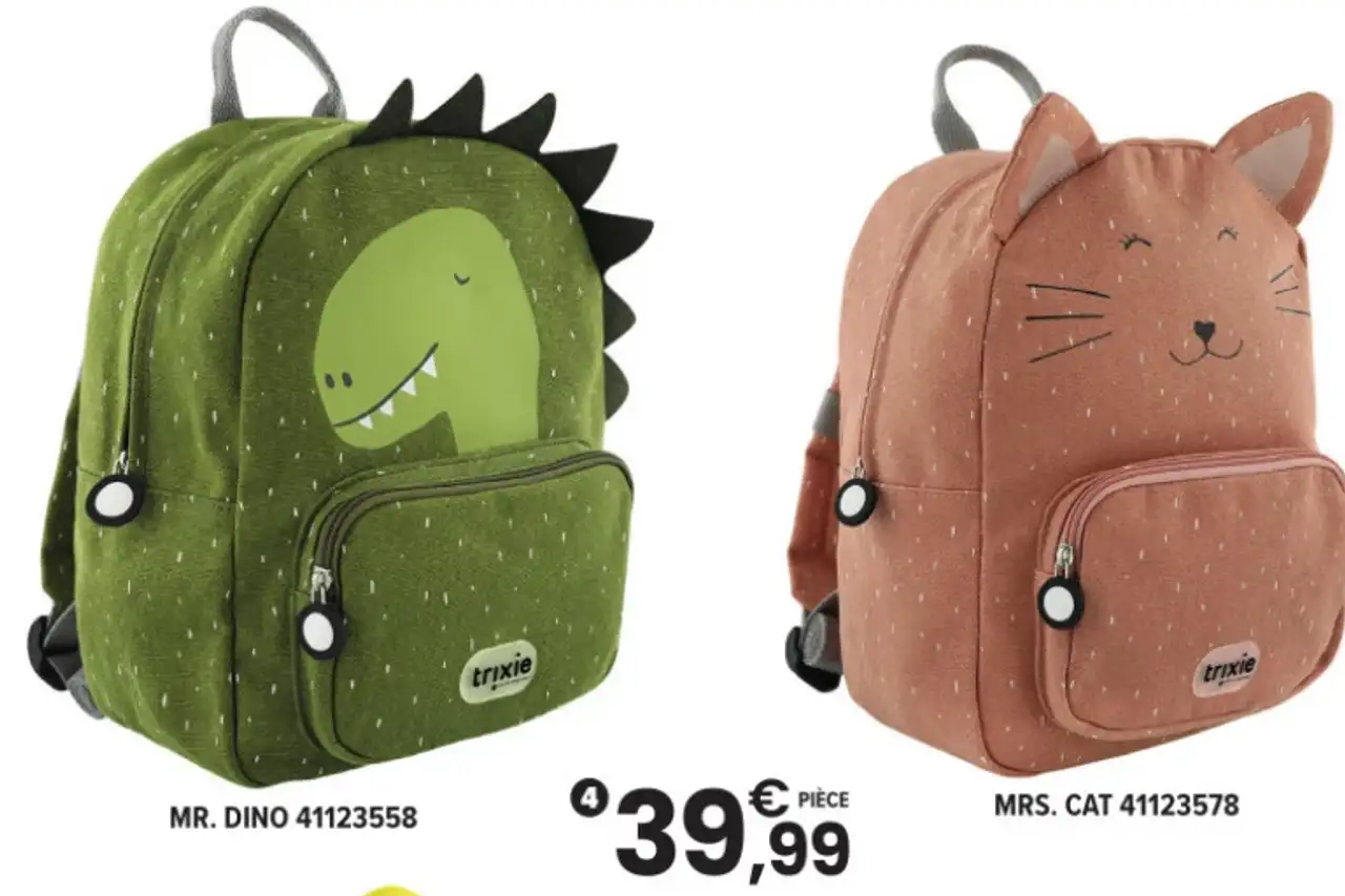 SAC À DOS Trixie MR. DINO / MRS. CAT