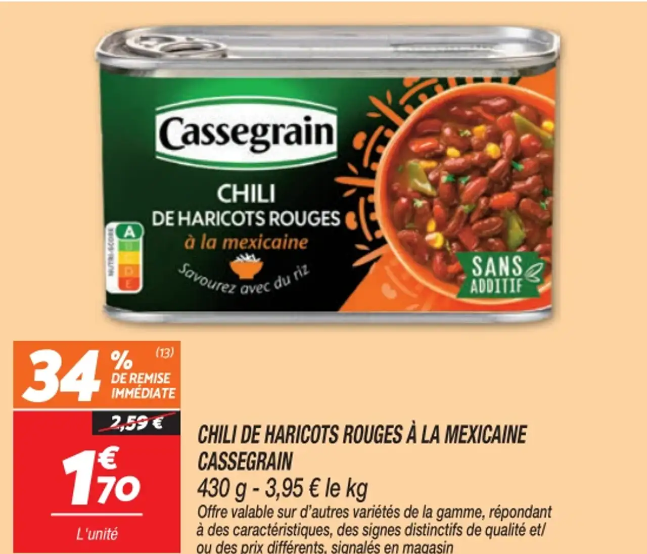Chili de Haricots Rouges à la Mexicaine Cassegrain