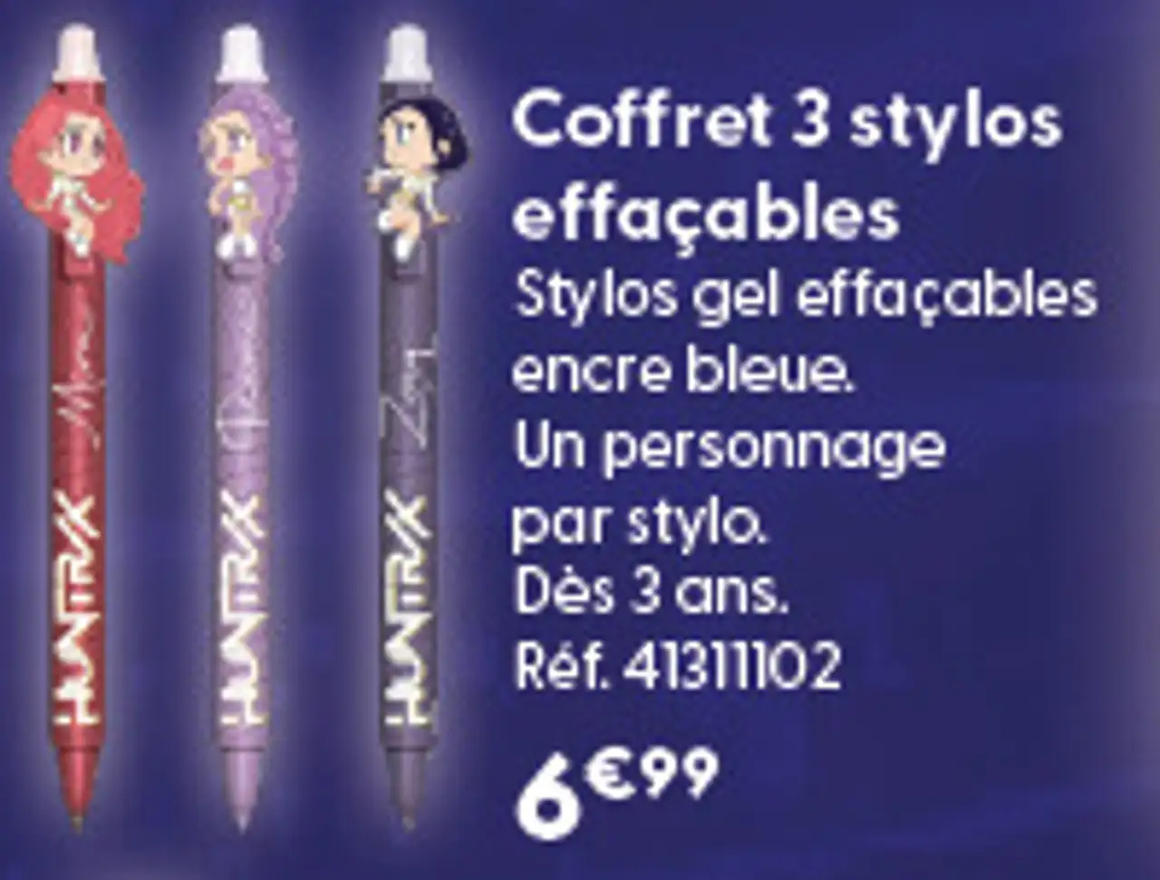 Coffret 3 stylos effaçables K-Pop Demon Hunters